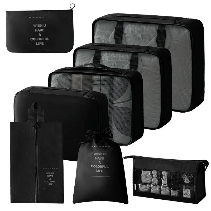 Travel Storage Bags Set 7/8/9/10-Piece Digital Toiletries Organizer Suitcase Packing Cubes for Clothes Shoes Clothes Tidy Pouch