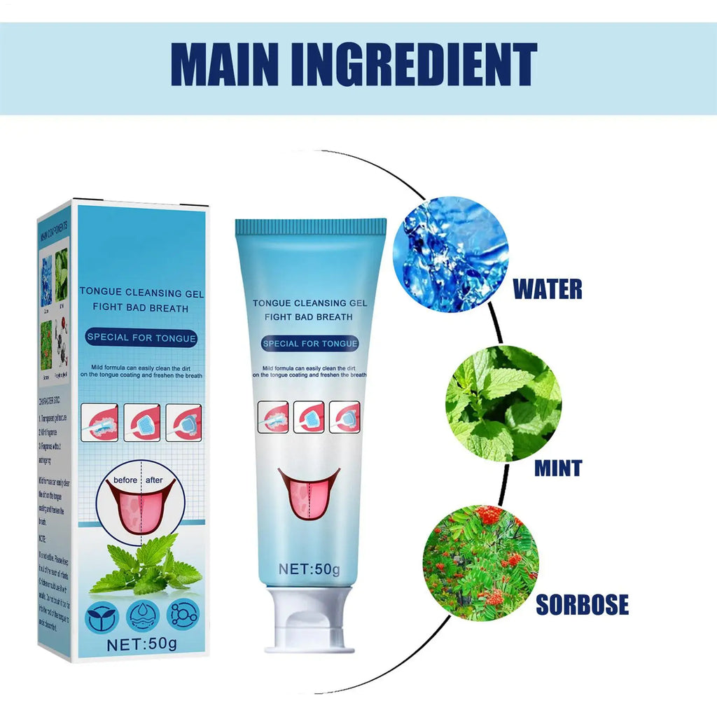 Tongue Cleaning Gel Set Effective Tongue Cleaner Gel Orals Cleaner Set Mint Tongue Scraper & Scrubber Effective Mouth Odor