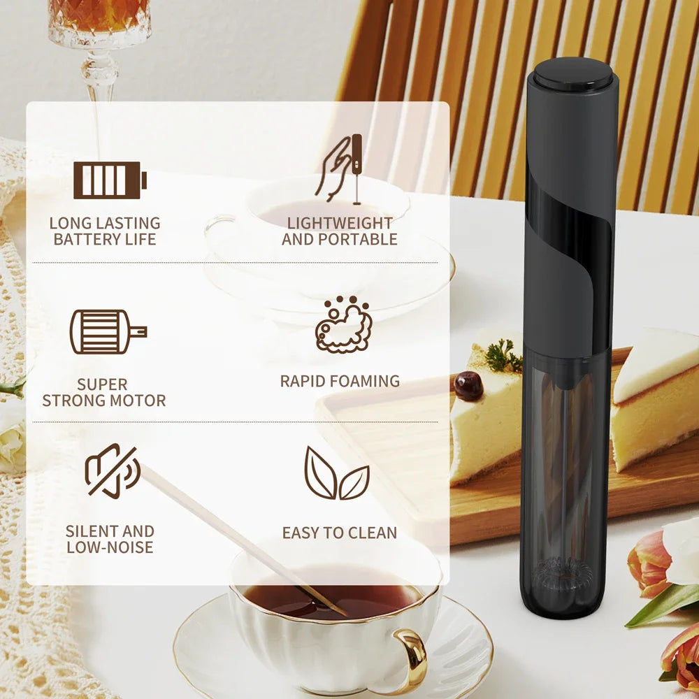 Portable Battery Stirrer Milk Frother Handheld Foam Maker for Lattes Whisk Drink Mixer Coffee Electric Egg Beater Kitchen Tool