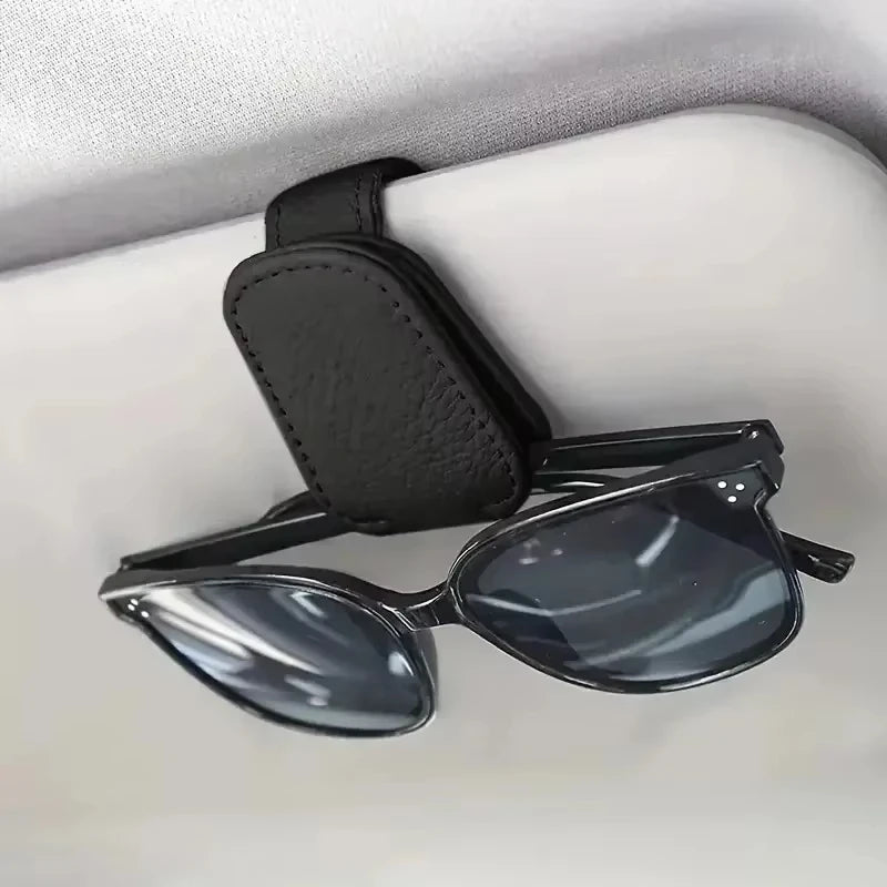 Universal Car Sunglasses Clip Suitable for Car Sunshades Magnetic Leather Sunglasses Clip Ticket Clip Sun Visor Car Accessories