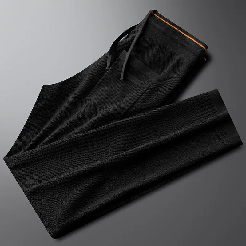 Minglu Lyocell Linen Summer Knitted Men's Sets Luxury Short Sleeve V Collar Male Polo Shirts Sport Casual Man Sweatsuits