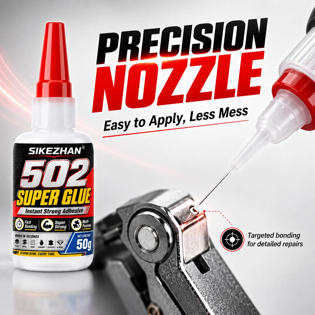 SIKEZHAN® 50g 502 Super Glue Cyanoacrylate Adhesive, Instant Quick Dry Strong Bond for Leather Rubber Glass Wood Metal Repairs