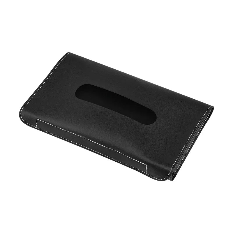 Car Visor Tissue Holder PU Leather Hanging Paper Towel Clip Napkin Holder Backseat Tissue Case Auto Interior Accessories