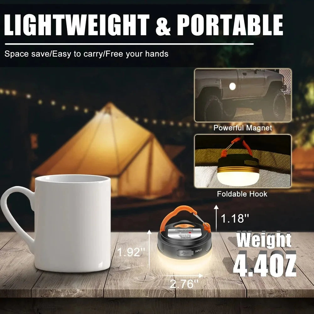 High Power Camping Lantern Tents Lamp USB Rechargeable Portable Camping Lights Outdoor Hiking Night Hanging Lamp