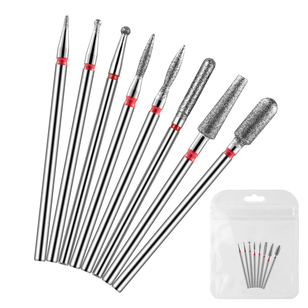 8PCS Diamond Nail Drill Bit Set Electric Milling Cutters For Manicure Cuticle Clean Manicure Drill Accessories