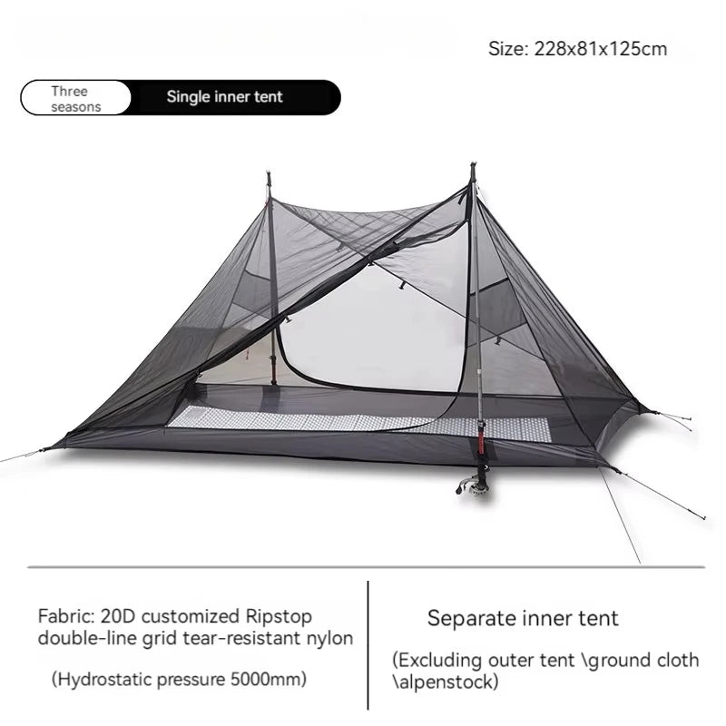 Yun Chuan double-sided silicon-coated double A pyramid 15D nylon rodless camping hiking outdoor ultralight tent