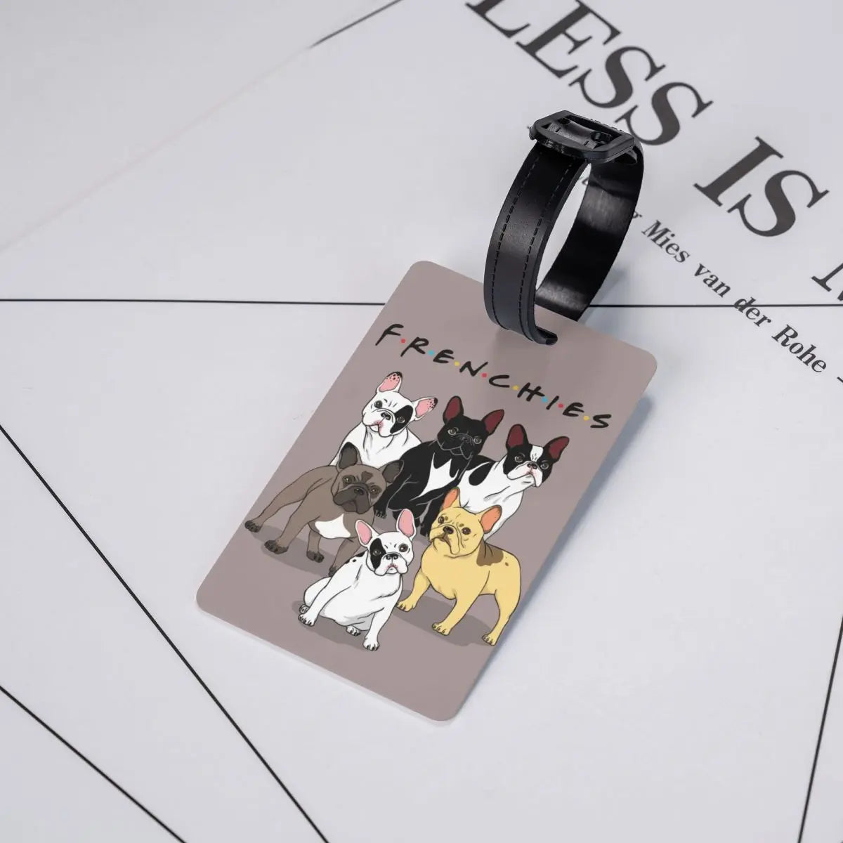 Funny Frenchies French Bulldog Luggage Tag for Suitcases Fashion Dog Animal Baggage Tags Privacy Cover Name ID Card