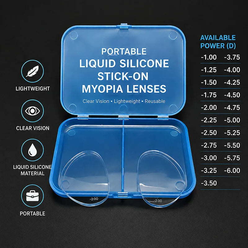 2026 Silicone Stick-on Myopic Lenses Portable Nearsighted Patch Adhesive Sunglasses Swimming Glasses Sports Protective Glasses