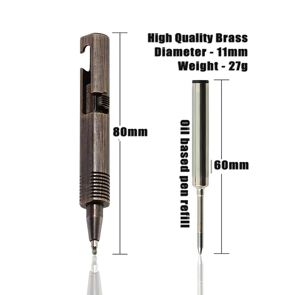 Mini Bolt Action Ballpoint Pen Retro Brass Business Signature Pen Outdoor Camping Tactical Writing Tool Office School Stationery