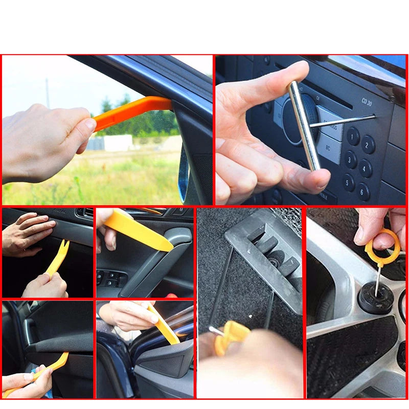 12Pcs Professional Automobile Audio Door Clip Panel Trim Dash Auto Radio Removal Pry Tools Set Car Panel Removal Tool Kit