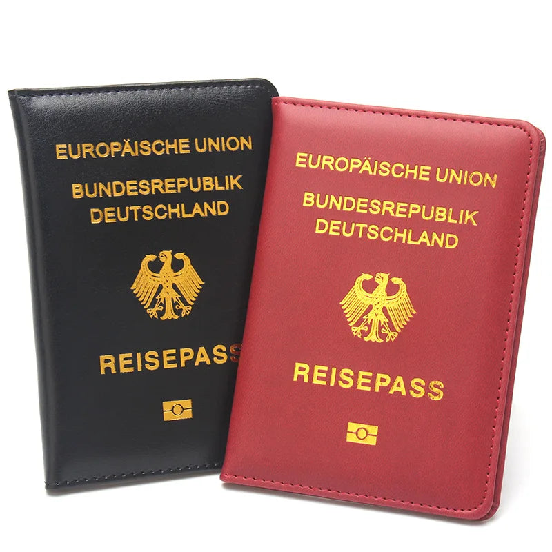 German Passport Holder Men Women PU Leather Passport Covers Portable Passport Case Id Holder Ticket Holder Travel Accessories