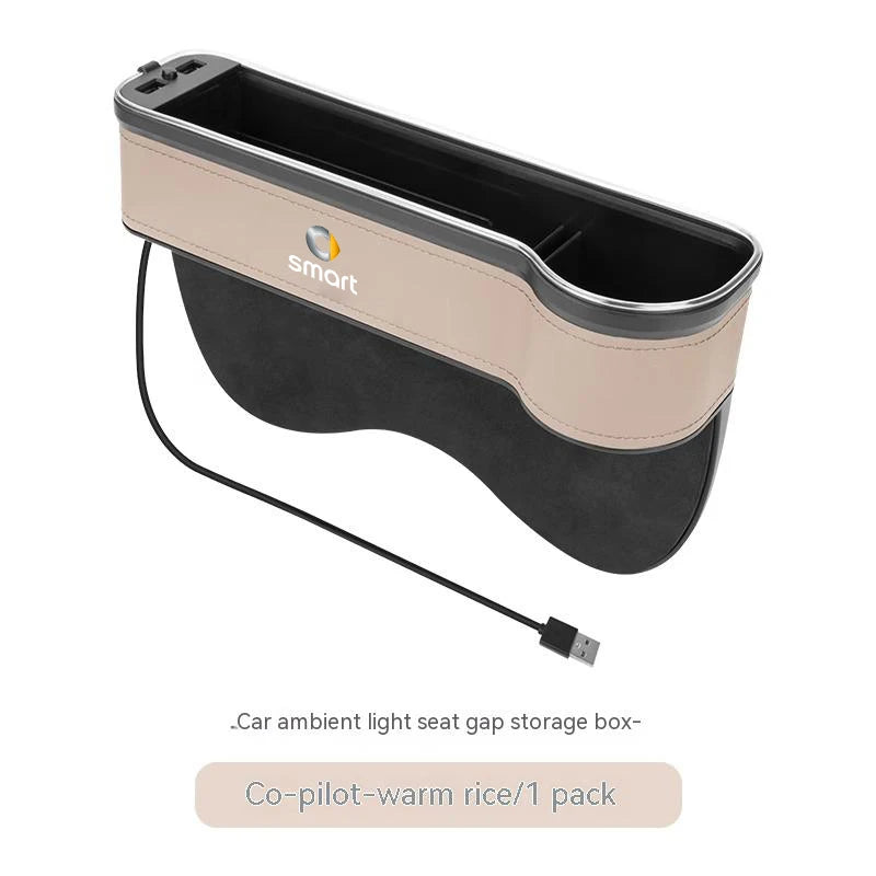 For Smart Fortwo Forfour 451 450 453 EQ Coupe Cabrio Crossblade Car LED 7 Colors Adjustable Seat Gap Crevice Slot Storage Box