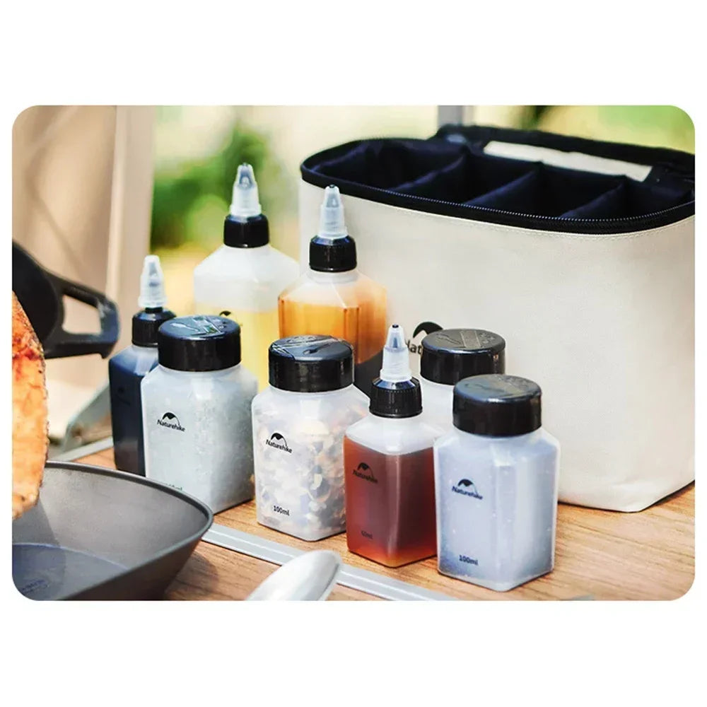 Camping Accessories Outdoor BBQ Picnic 6/8 Pieces Set Seasoning Spice Storage Jars Set with Storage Bag