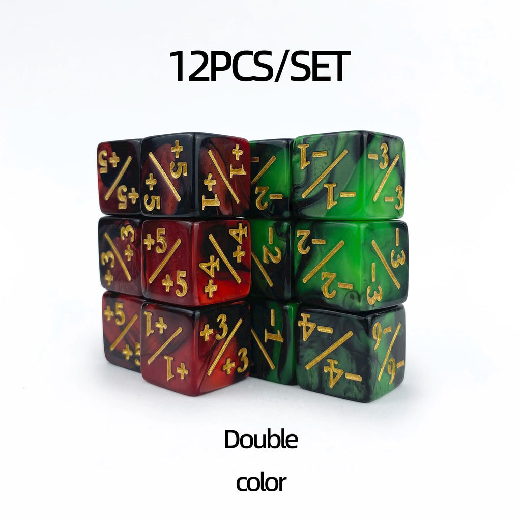 12 PCS MTG Dice Counter Life Tokens Negative Plus One Dice Set for MTG, TCG, Card Game Accessories