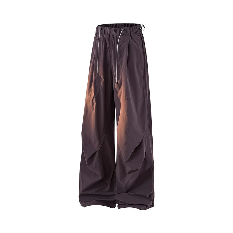 Women's Spring Autumn Loose Hiking Pants American Lazy Casual Parachute Embroidery Sweatpants Women Camping Pleated Overalls