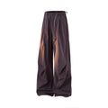 Women's Spring Autumn Loose Hiking Pants American Lazy Casual Parachute Embroidery Sweatpants Women Camping Pleated Overalls