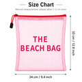 Pink Mesh Beach Bag, Waterproof Zipper Travel Cosmetic Pouch for Women, Large Capacity Toiletry Storage Organizer