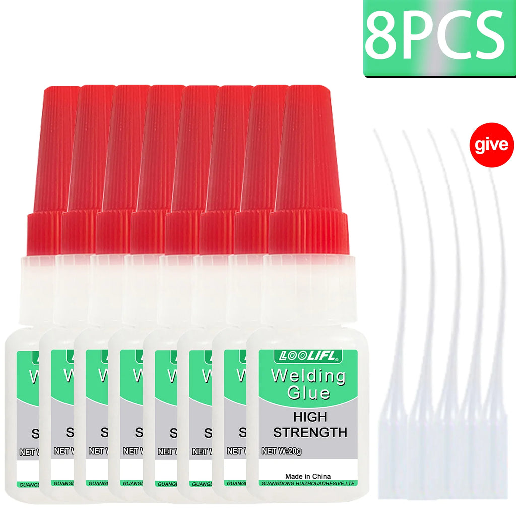 LOOLIFL Super glue 8PCS Welding High Strength Oily Glue Universal Superglue Mighty Instant Glue for DIY Ceramic Metal Glass 20g