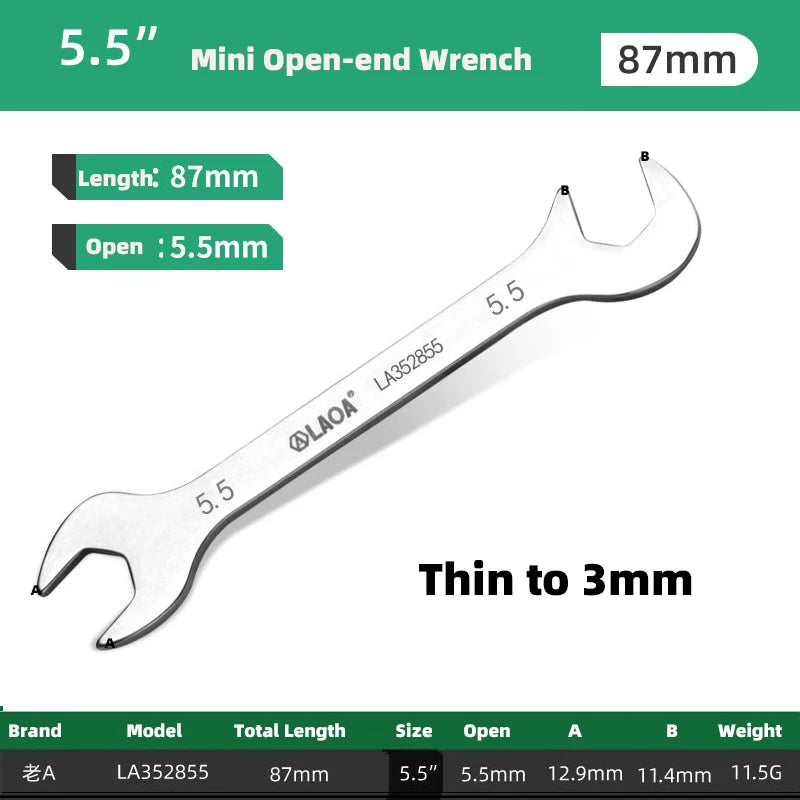 LAOA Mini Double Ended Spanner Open-End Wrench Rool Wrench Can Be Carried with You 5mm-11mm