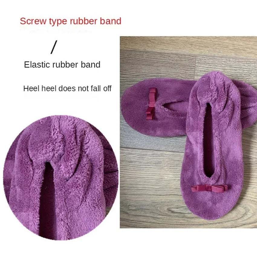Home Slipper Women Winter Warm Indoor Floor Shoes Flat Fluffy Lazy Female Black house Ballerina Slipper Socks dancing Flipflop