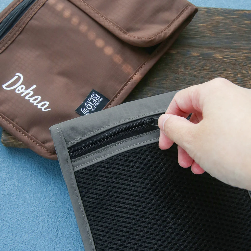 Custom Name RFID Blocking Neck Pouch Passport Bag Anti Radiation Nylon Travel Neck Wallet Portable Crossbody ID Card Holder