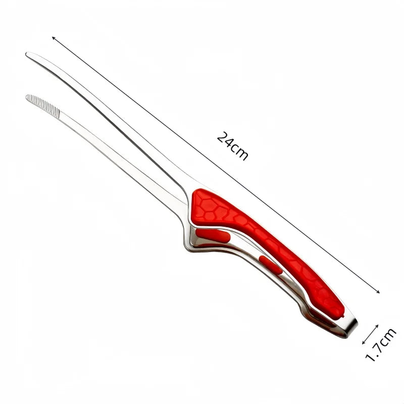 1pc Stainless Steel Barbecue Tongs Steak Tongs Metal Food Tongs Non-slip Grip Non-stick Durable Kitchen Pliers for Cooking