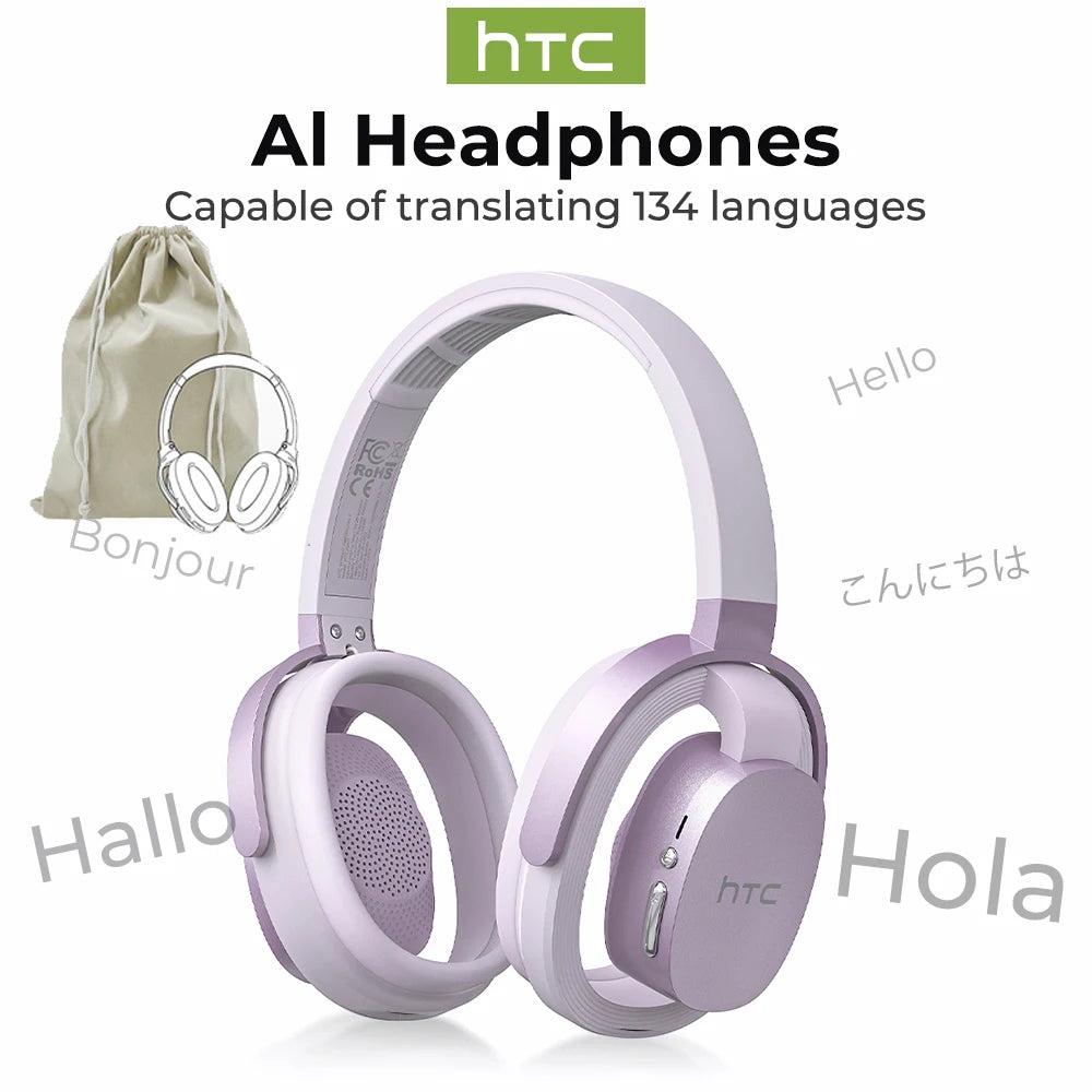 HTC HP07 Bluetooth V6.0 Wireless Open-Ear Headphones Foldable Punchy Bass Headset for PC Laptop phone TV lightweight Hollow Airy