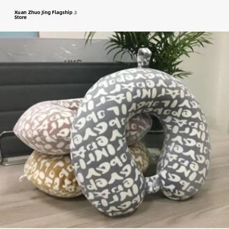 Memory Foam U-aped Ne Pillow Travel Pillow Office Nap Support Stretchable Foldable Children's Plant Floral Patterned Pillow