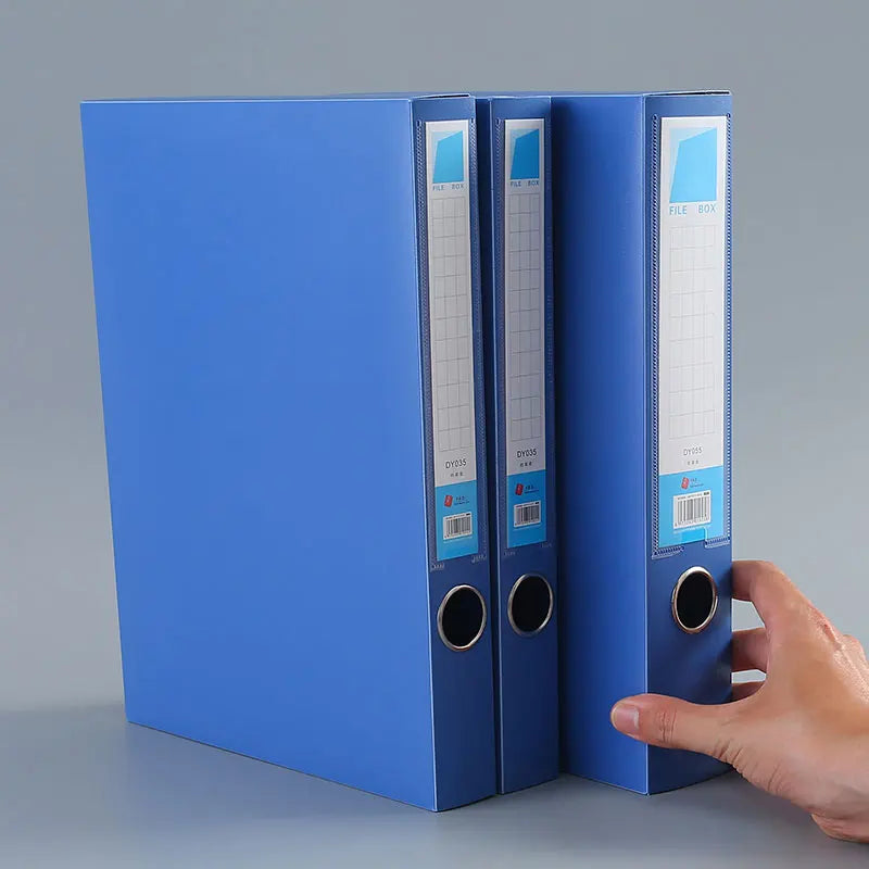 PP material, with a white label, internal compartments, a file box with a snap-lock design, 25/35/55/75mm