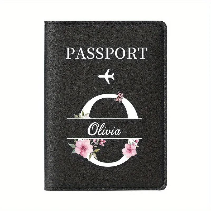 Personalized Custom Black Passport Holder with Custom Name - 26 Letters and Surname. Fashionable Foldable Travel Accessory