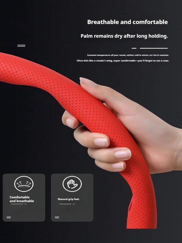 Steering Wheel Cover Suitable for Honda, Wave-Shaped Sporty Design, Breathable Leather, Segmented Design, Non-Slip