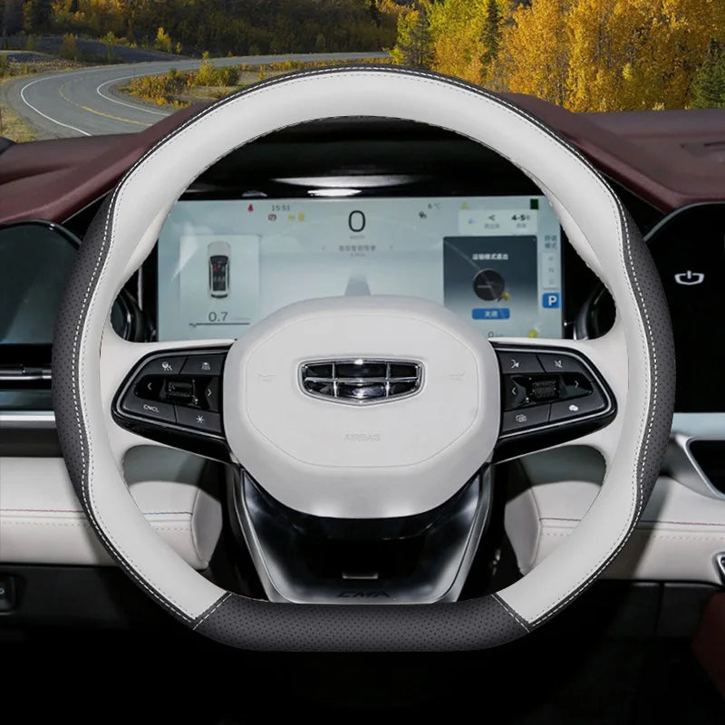 Car Nappa Leather Non-slip Steering Wheel Cover For Geely Emgrand GL GS EV450 Xingyue L S Boyue L Cool Yinhe L7 Xingyao 8 Binrui