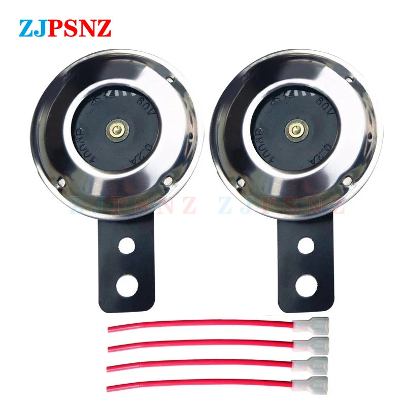 48V 60V Scooter Horn Motorcycle Electric Bike Horn Chrome Plated Loud Speakers For Scooter Moped Dirt E-Bike ATV Waterproof