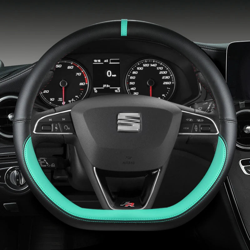 Microfiber Leather Car Steering Wheel Cover Non-Slip 38cm For Seat Tarraco Arona Ateca Ibiza Toledo Mii Leon Arosa Exeo ST FR