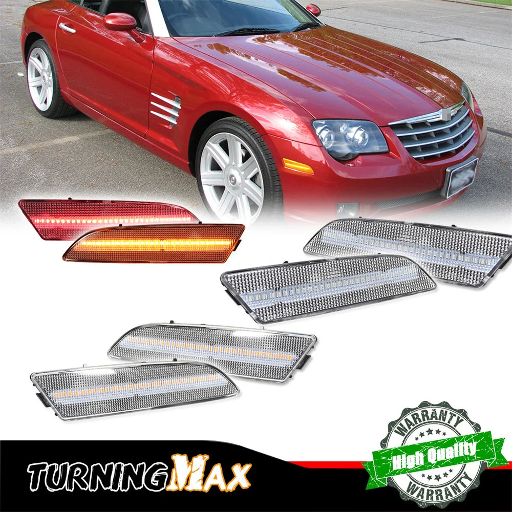 Amber / White / Red LED Car Fender Flare Light Front / Rear Bumper Side Marker Indicator Lights For Chrysler Crossfire 2004-2008