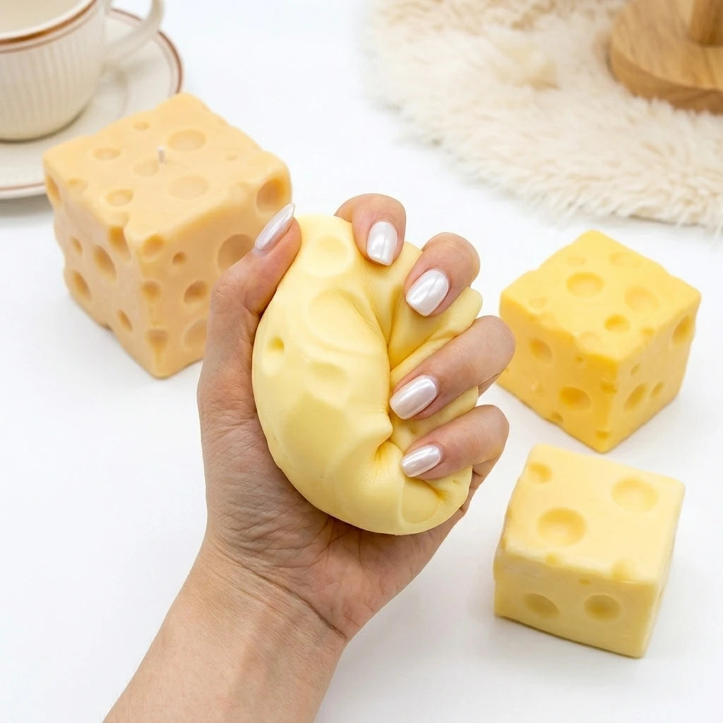 ASMR Sensory Fidget Toy Jumbo Cheese Cube No Bounce Shapeable Squeeze Stress Ball Stress Relief Festival Gift For All Ages