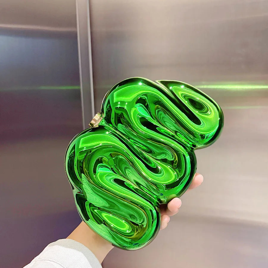 Personalized design acrylic bag, special-shaped bag, metallic glossy clutch bag