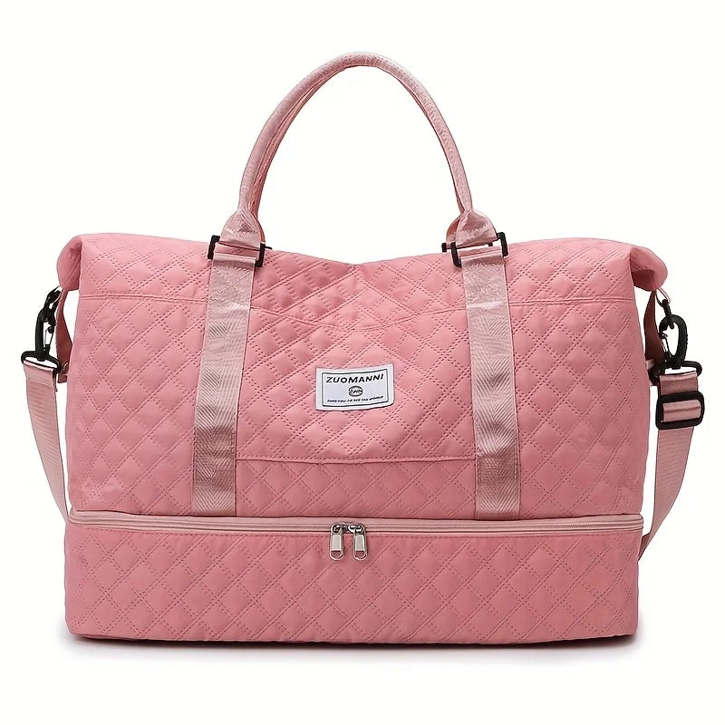 Lightweight Rhombic Lattice Travel Duffels Bag Large Capacity Sports Fitness Storage Bag Portable Weekender Overnight Bag