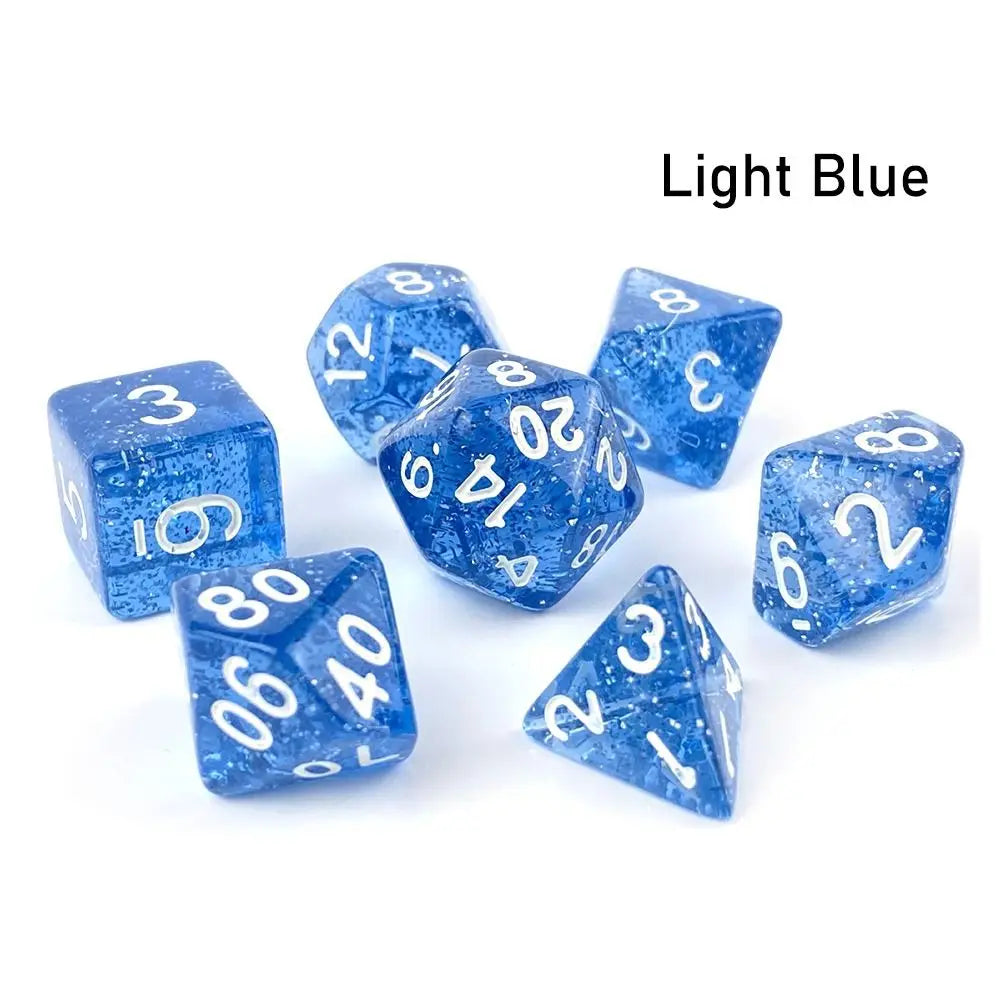 7Pcs Digital Dice Set Double Colors Acrylic Table Game Opaque Polyhedral Dices for DND Dice Tabletop Role-Playing Game Dice Gift