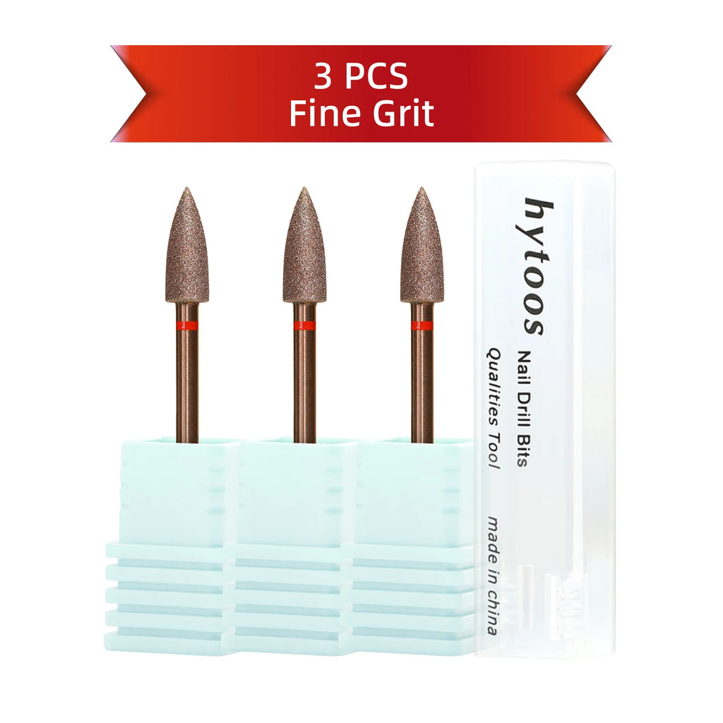 HYTOOS Copper Coated Diamond Cuticle Clean Nail Drill Bit Large Cone Dead Skin Cleaner Russian Prep Tool for Manicure Technician