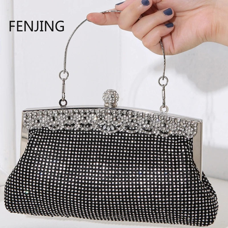 Shinny Luxury Clutch Bag Glitter Wedding Evening Bags with Rhinestone Shoulder Bags Small Handbags Hobos Fashion Party Purse