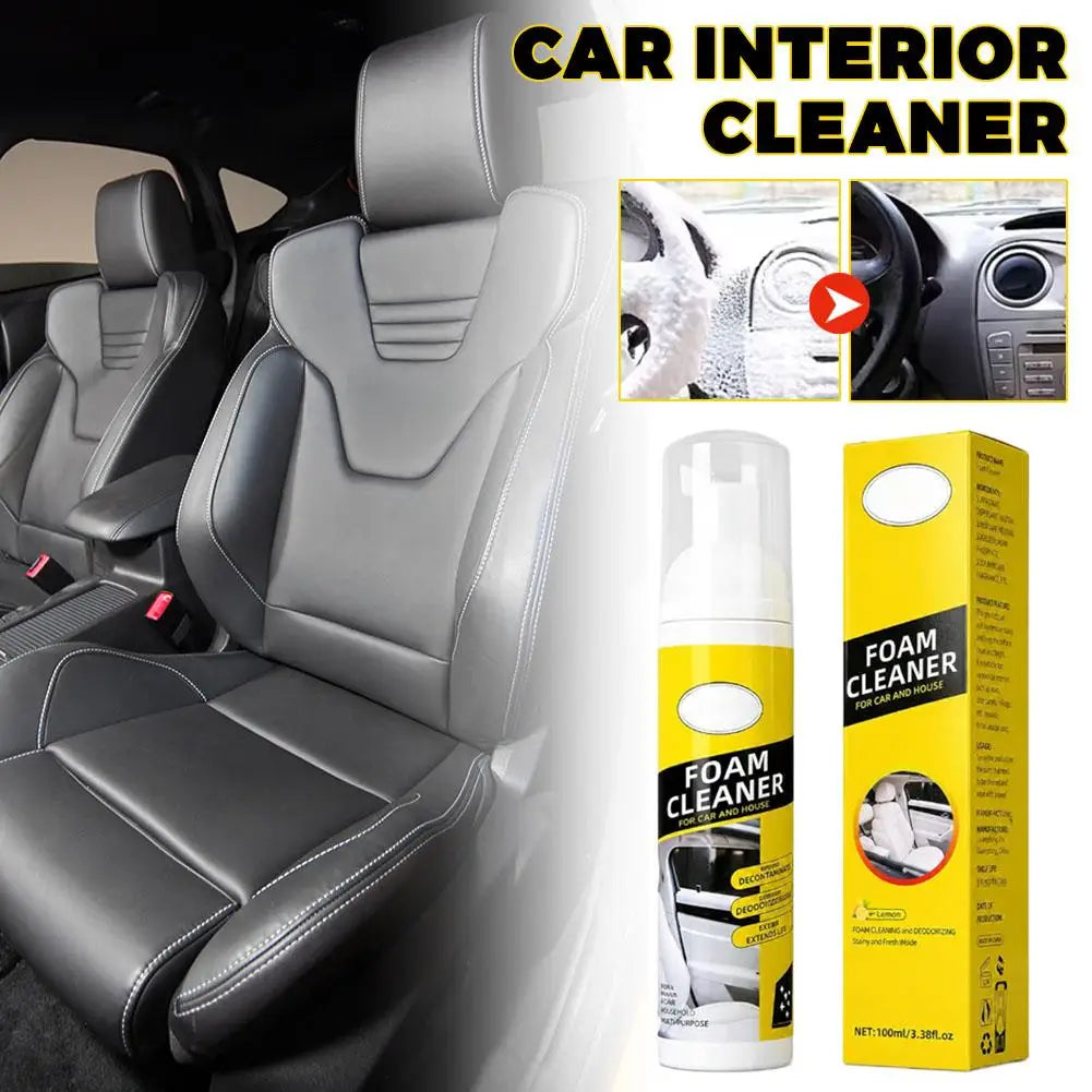 Universal Car Interior Foam Cleaner Leather Stain Remover Spray Seat Cleaning Kit with Sponge Cloth