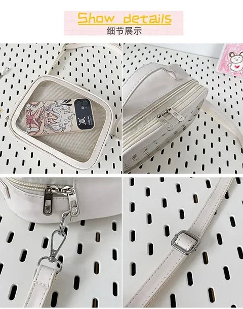 Japanese Kawaii Small Itabag Women Laser Reflection Crossbody Bags School Girls Shoulder Bag Transparent Bag Ita Bag JK Handbags
