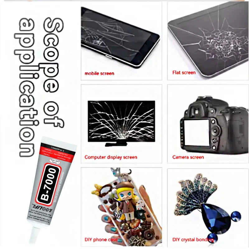 B7000 Super Clear Quick Dry Adhesive Black Contact Cell Phone Tablet Repair Adhesive Maintenance Back Cover Medium Repair