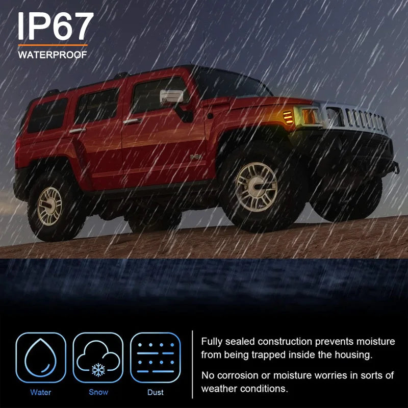 2Pcs For Hummer H3 H3T 2005-2010 Clear & Smoked Lens LED Side Marker Lamp Amber Front Side Fender Turn Signal Lights