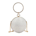 Fashion Circular Evening Bag Luxury Wedding Party Shoulder Bags Elegant Rhinestone Decorative Chain Banquet Clutch Handbags
