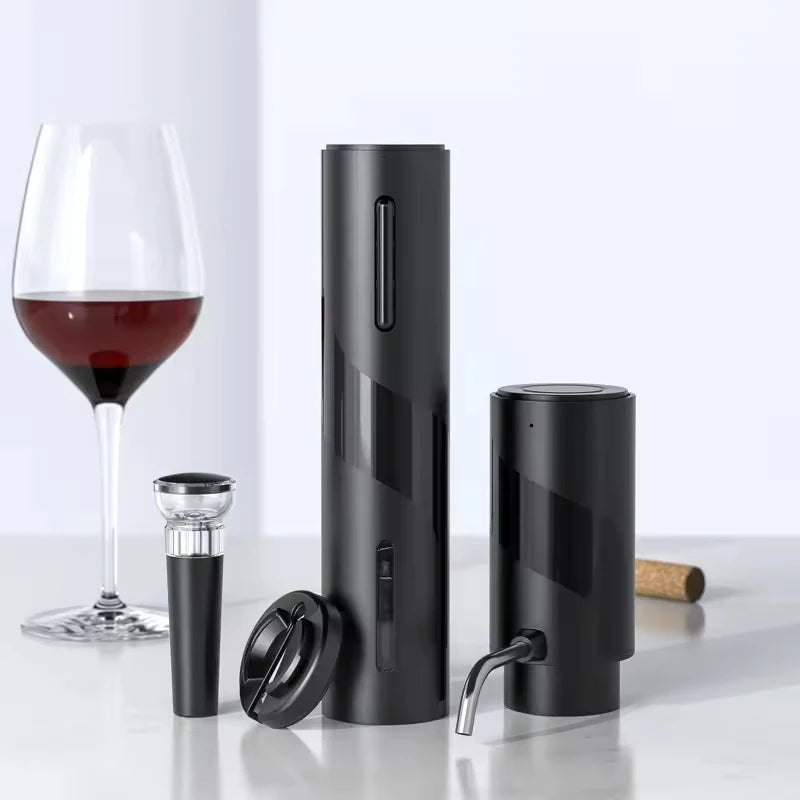 2024 New Design 4-in-1 Lithium Rechargeable Electric Bottle Wine Opener Set, Wine Aerator Pourer,Foil cutter,Wine stopper