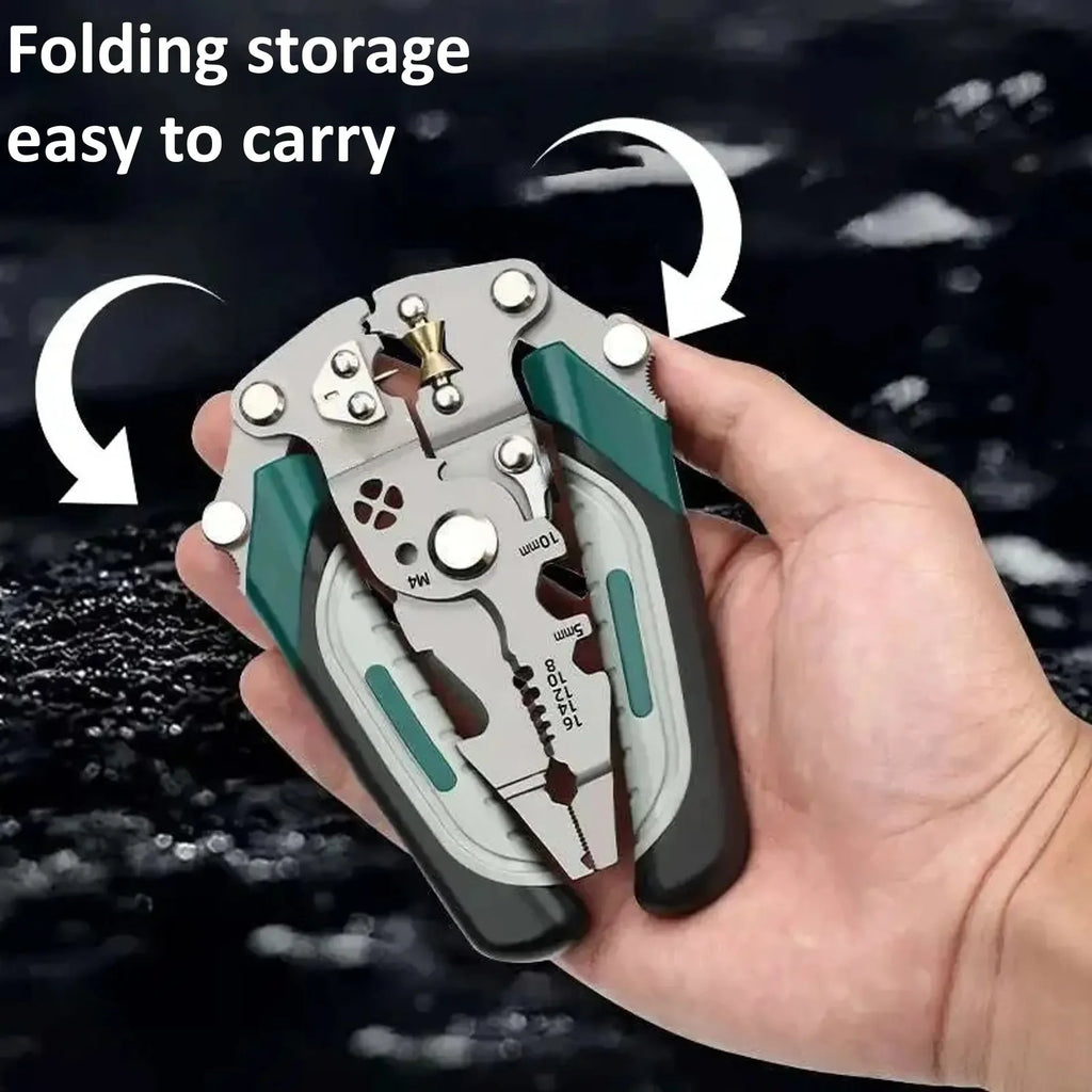Industrial Grade 18-in-1 Foldable Wire Stripping Pliers Crimping Tool Heavy Duty Multifunctional Electrician Pliers for DIY
