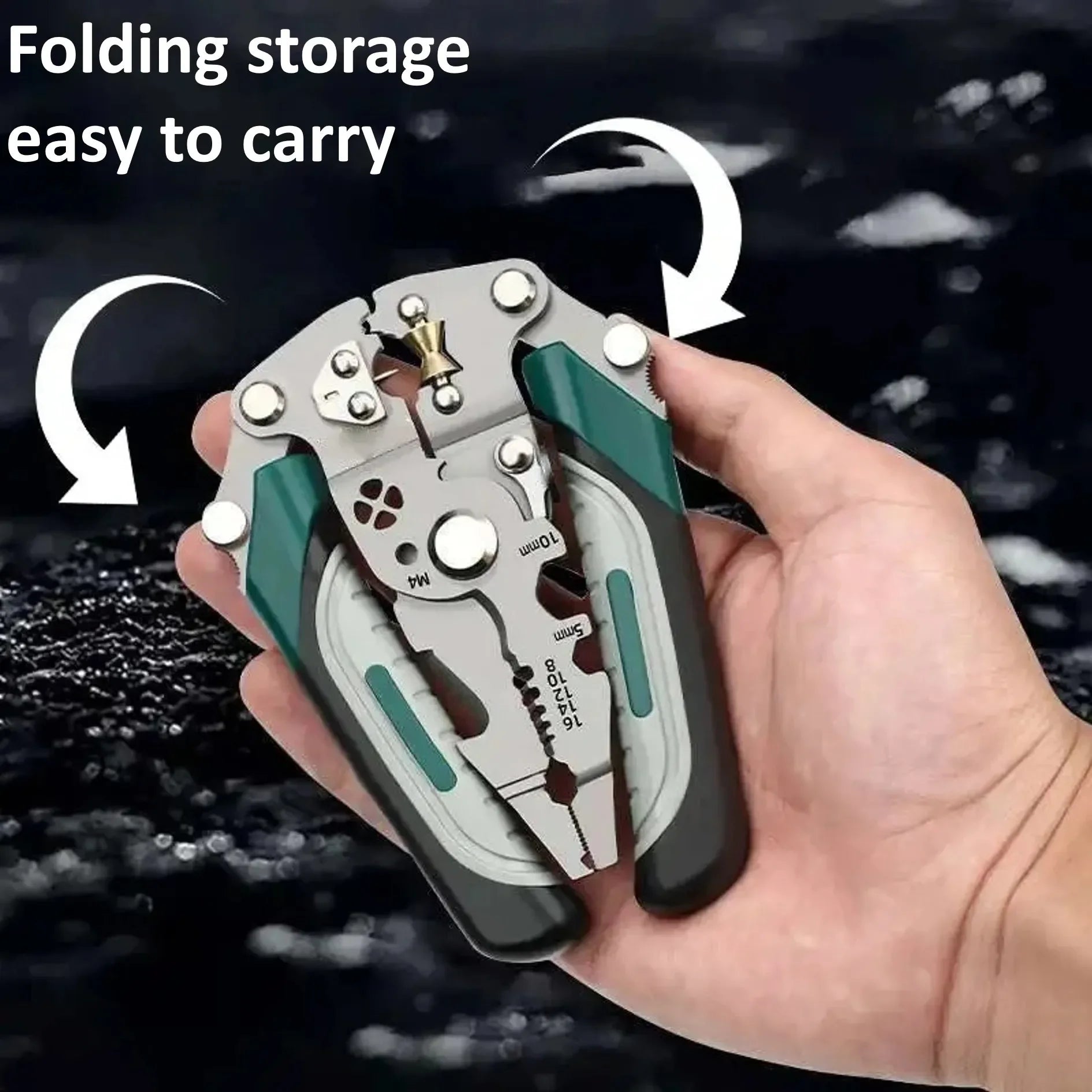 Industrial Grade 18-in-1 Foldable Wire Stripping Pliers Crimping Tool Heavy Duty Multifunctional Electrician Pliers for DIY
