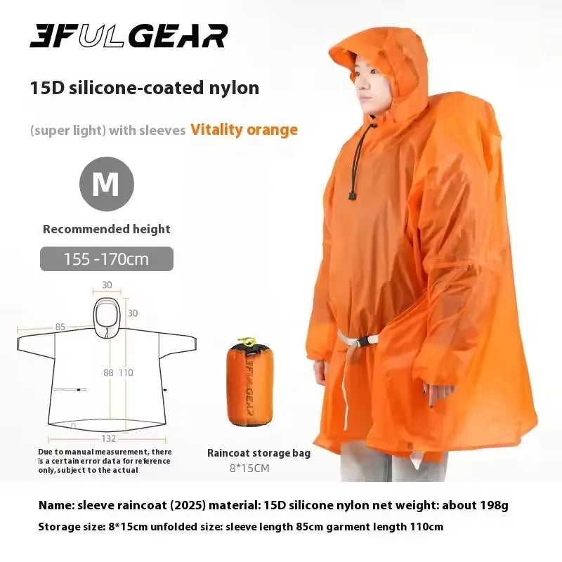 3F UL GEAR Ultralight Women's Men's Rain Coat Jacket Outdoor Camping Hiking Trekking 15D Nylon Waterproof Raincoat Lightweight